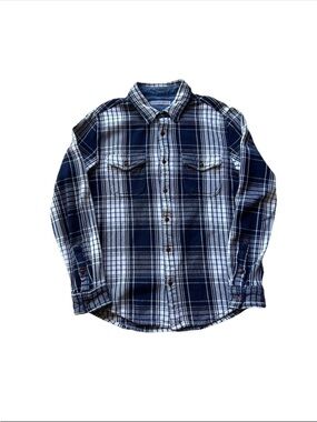 Outerknown Men's Blue Plaid Flannel Blanket Long Sleeve Shirt Size Large